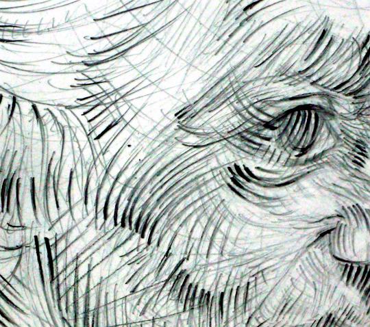 Detail.Part of a low relief construction(1M40-1M) with:Pencil on paper-wood-ackrylic on transparent paper-various inks-glass-glue-other..